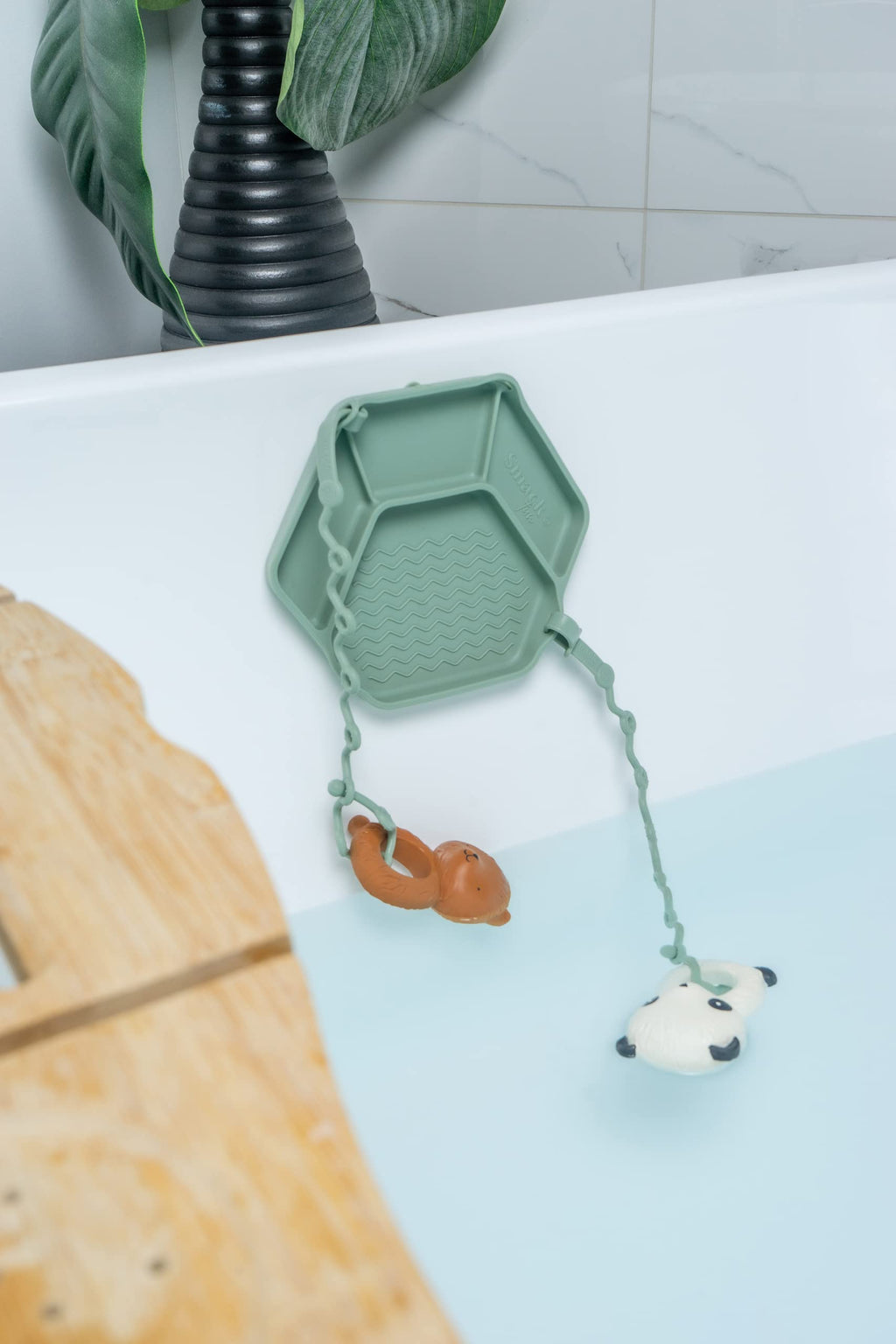 Smack Fun - The Original All-in-one Suction Plates + Safety Toy Straps - Silicone Suction Plates for Toddlers + Baby - First Foods + Self-Feeding. Comes with 2 Straps (Blush)