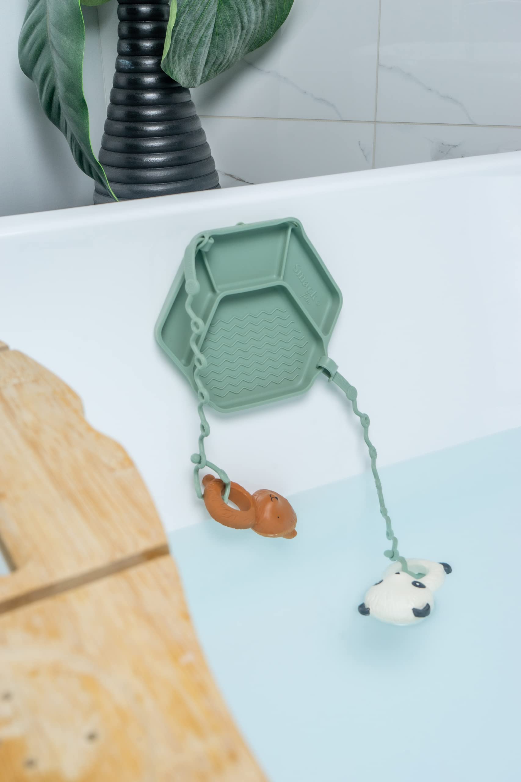 Smack Fun - The Original All-in-one Suction Plates + Safety Toy Straps - Silicone Suction Plates for Toddlers + Baby - First Foods + Self-Feeding. Comes with 2 Straps (Blush)
