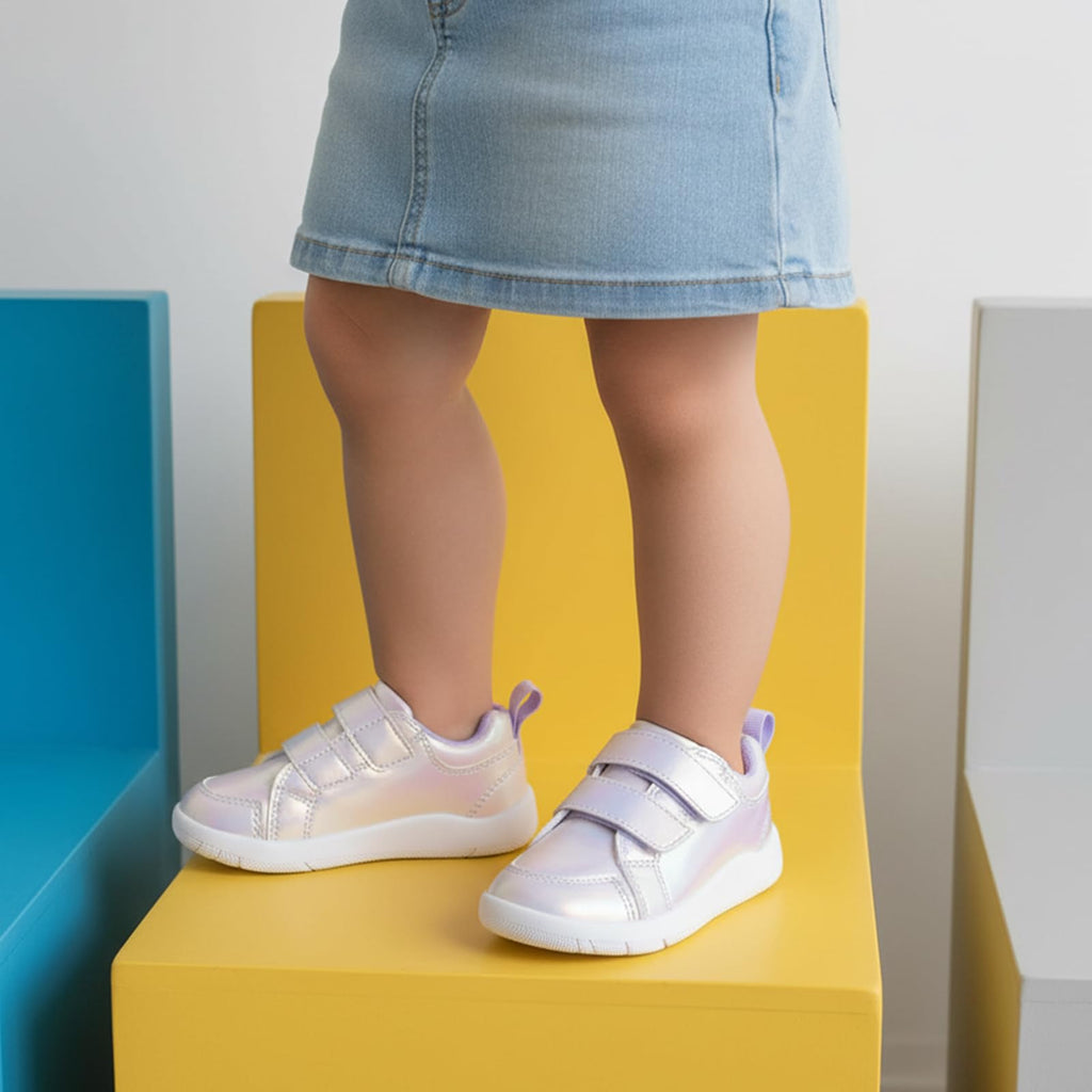 MORENDL Toddler Shoes Girls Wide Toe Box Barefoot Shoes Baby Girl Walking Shoes Non-Slip Minimalist Sneakers Comfort Zero Drop Tennis Outdoor Activities Sparkling Purple
