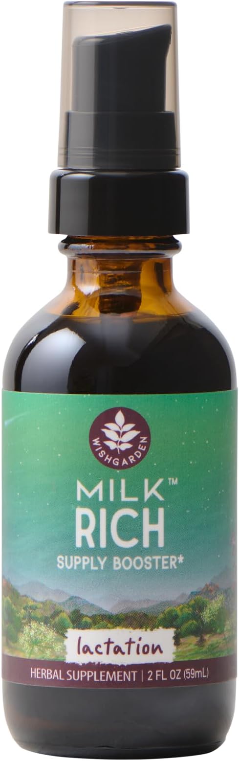 WishGarden Herbs Milk Rich with Goats Rue and Fenugreek - Herbal Lactation Support Supplement, Breast Milk Supply Boost and Breastfeeding Supplement to Increase Milk Flow Quality and Production, 2oz