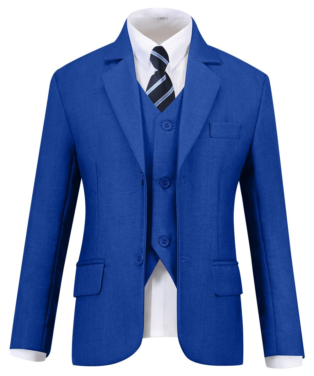 Boys Suit Kids Slim Fit Dress Clothes Ring Bearer Outfit Royal Blue Size 14