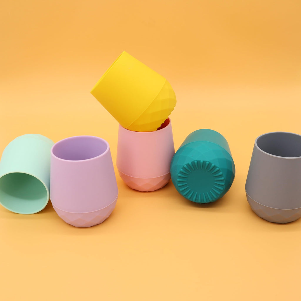 teensy peepsy Silicone Training Cups for Babies 4 Months+ | 2 pack Tiny Transition Cup for Baby Girl Gift, Baby Water Cup for 6-12 Months, Toddler Open Cups 2oz, Baby Essentials for BLW (Lilac Blush)