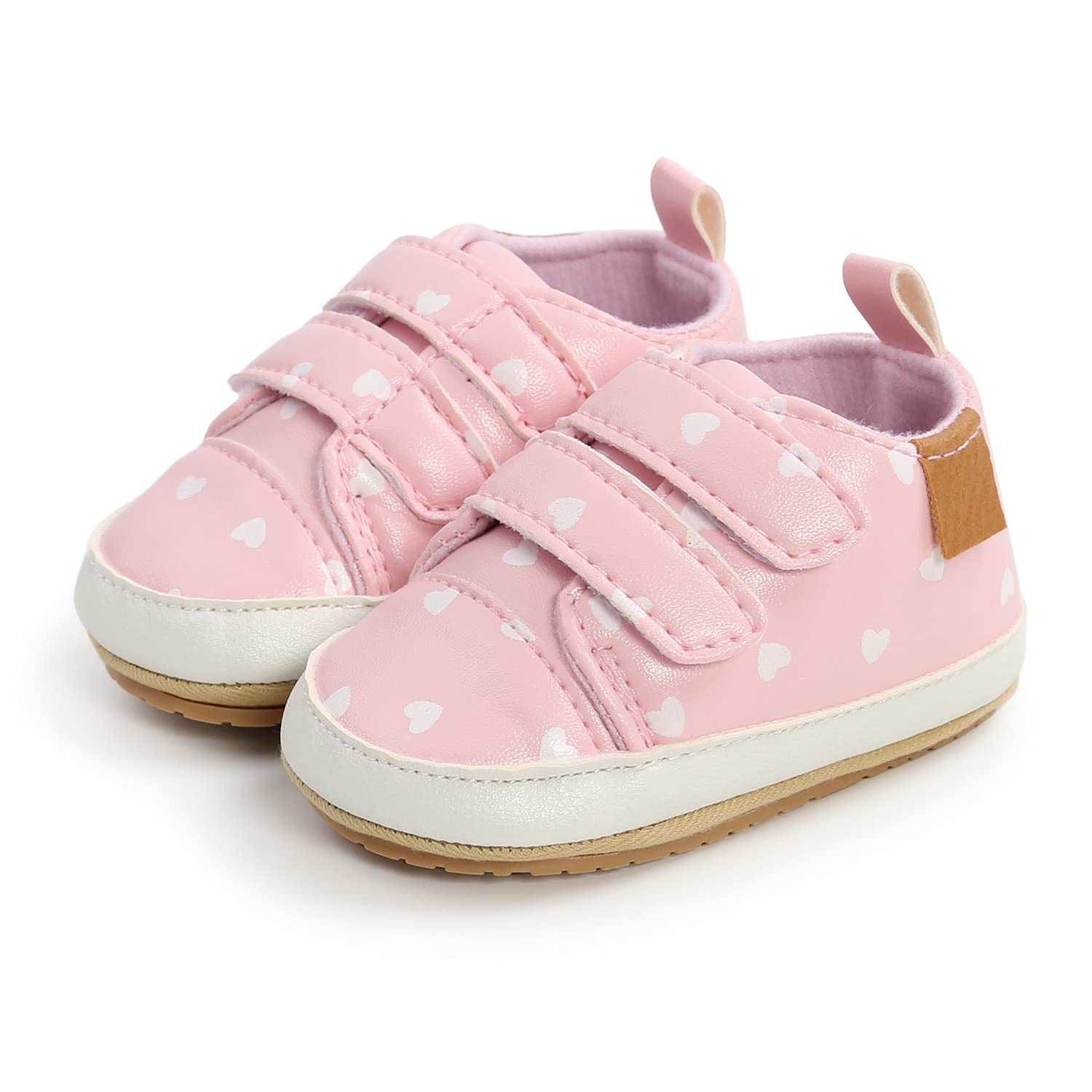Clowora Baby Boys Girls Shoes Non-Slip Rubber Sole Sneakers Infant First Walking Toddler Crib Shoes Newborn Loafers Flats. (07/Pink,0-6 Months)