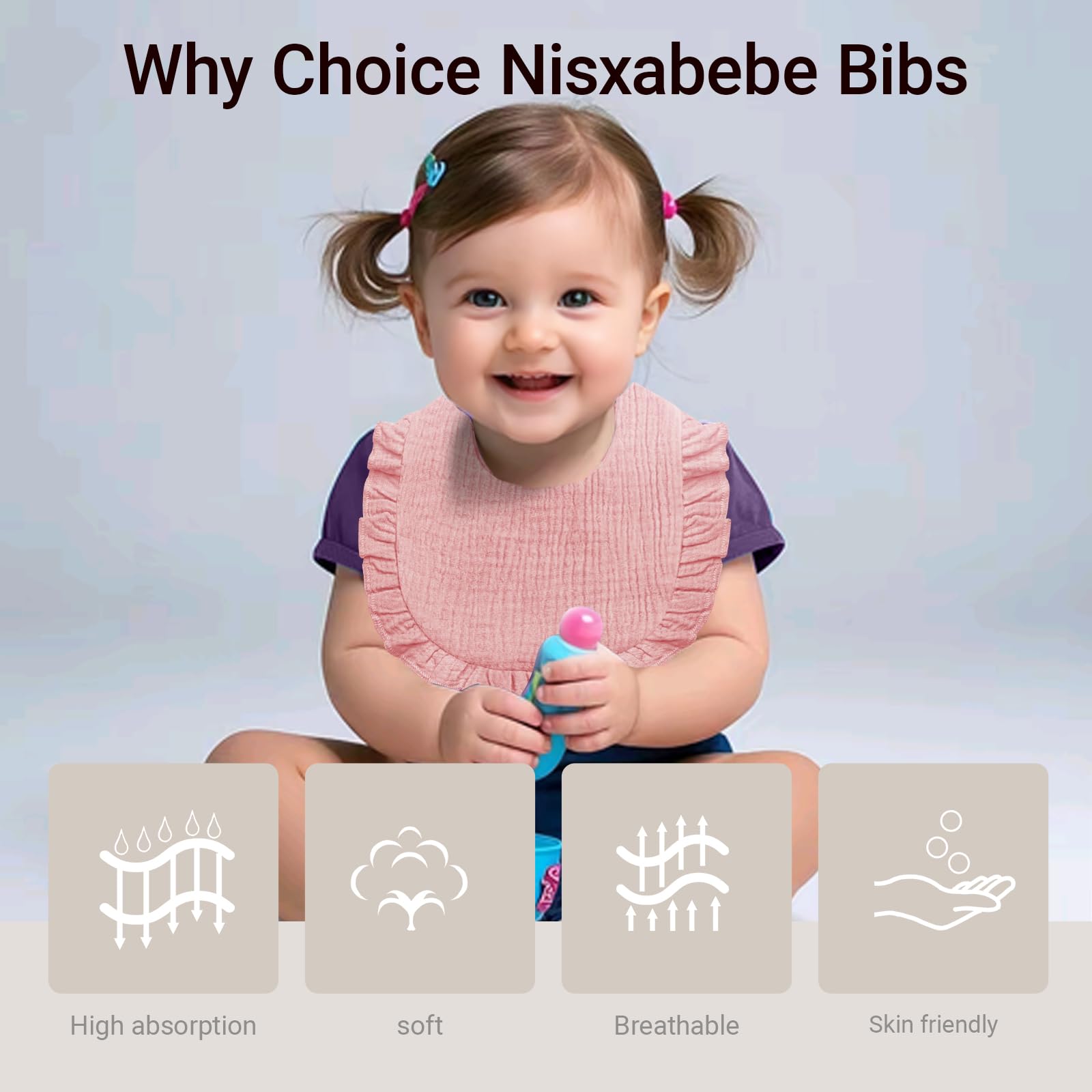 NISXABEBE Baby Muslin Bibs,6 Pcs Drool Bandana Bibs for Baby Girl Drooling and Teething,Soft and Absorbent Cotton for Newborn Toddler