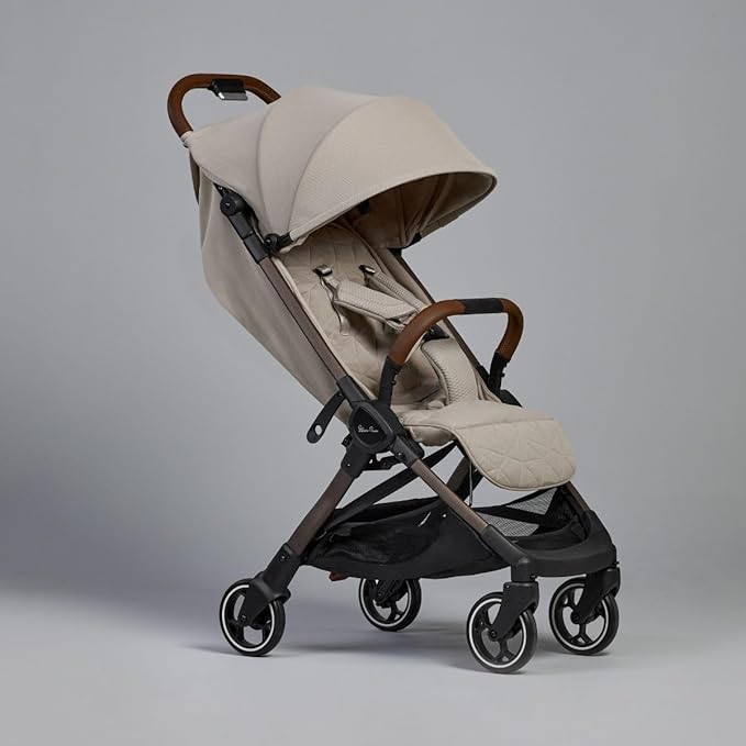 Silver Cross Clic Compact Stroller – Lightweight Travel Stroller for Newborn to Toddler (Birth to 55 lbs), One-Hand Fold, Lie-Flat Seat, Airplane Cabin Approved, UPF50+ Canopy (Latte)