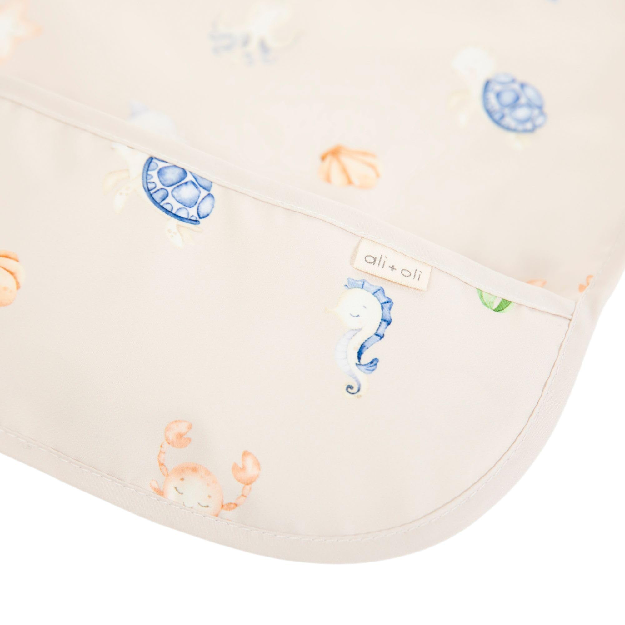 Ali+Oli Smock Bib for Baby (1-pc) Long Sleeve (Undersea) BPA-Free Oeko-Tex Certified, Mess Proof Baby Bib for Eating, Waterproof Baby Smock, Machine Washable, Toddlers Ages 6m+