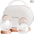 Wearable Breast Pump, Quiet Breast Pump Hands Free for Travel, Portable & Electric Breastfeeding Pump with 3 Modes & 12 Levels, 18/21/24mm, 2 Pack, Pink