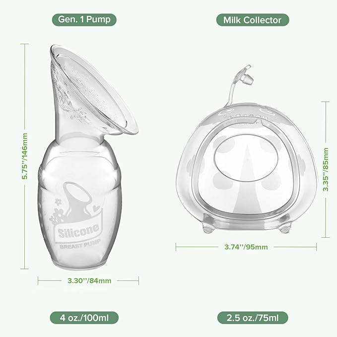 haakaa Manual Breast Pump for Breastfeeding 4oz/100ml and Ladybug Milk Collector 2.5oz/75ml Combo, Food-Grade Silicone