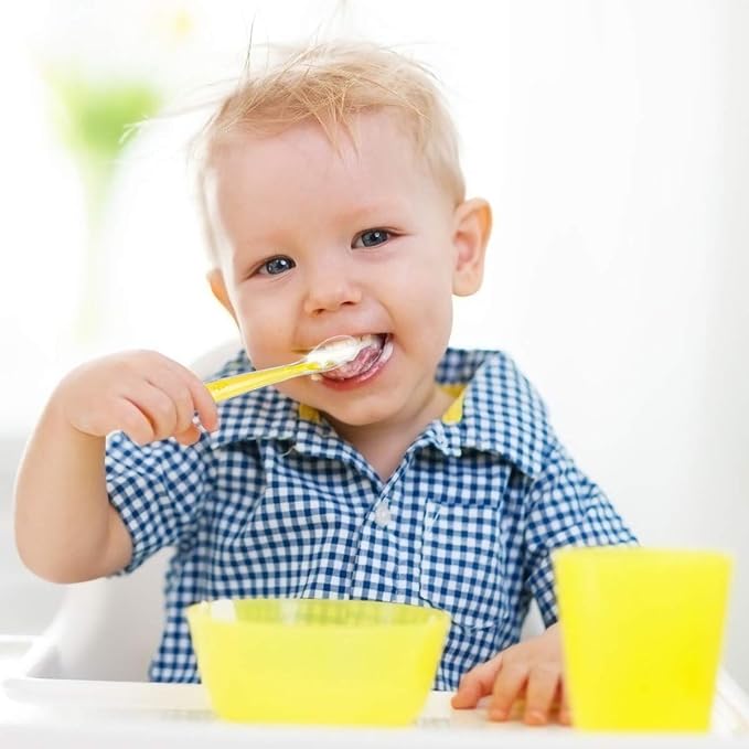 Vicloon Baby Silicone Spoons, 5 PCS Baby Training Feeding Spoons for First Stage 4 Months Toddlers, Infants Utensils Feeding Supplies, Soft Tip BPA Free Gum-Friendly Dishwasher Boil-Proof