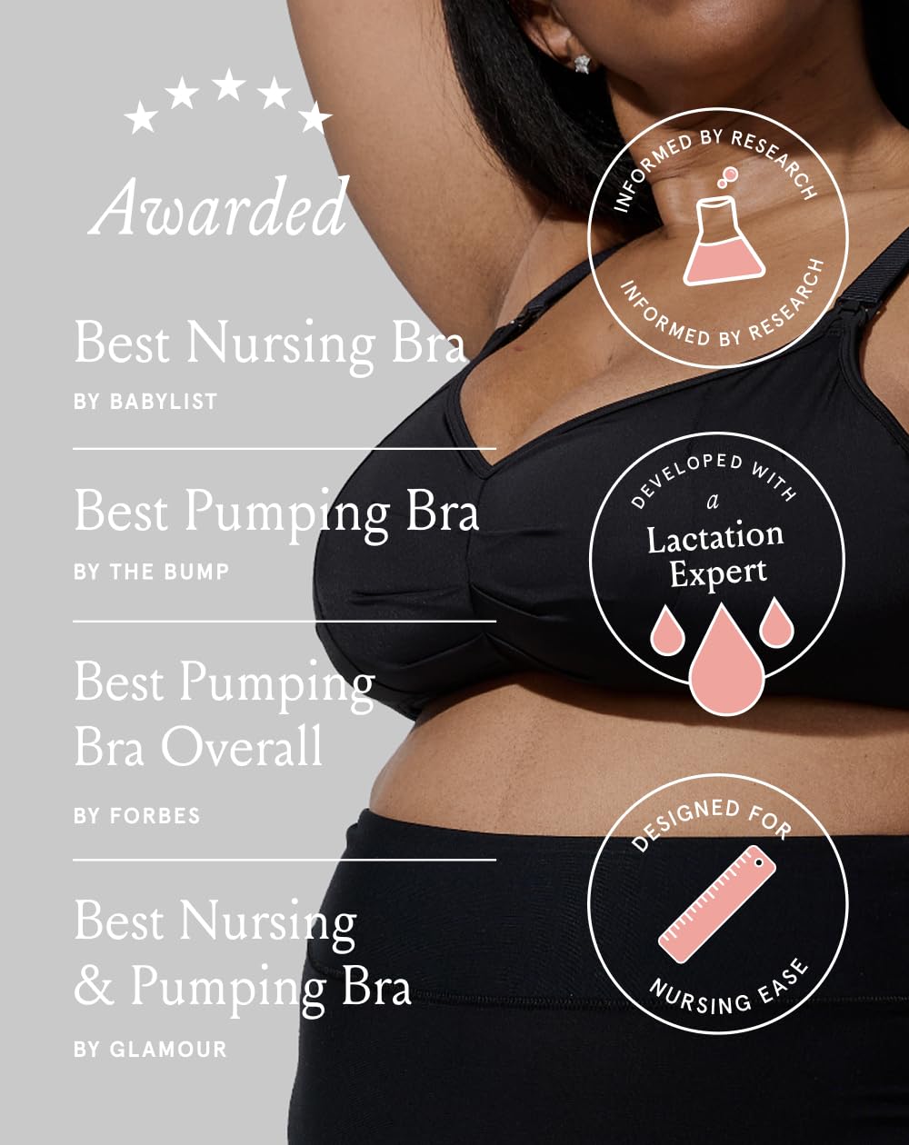 Bodily Do Anything Nursing Bra for Breastfeeding & Hands-Free Pumping, M