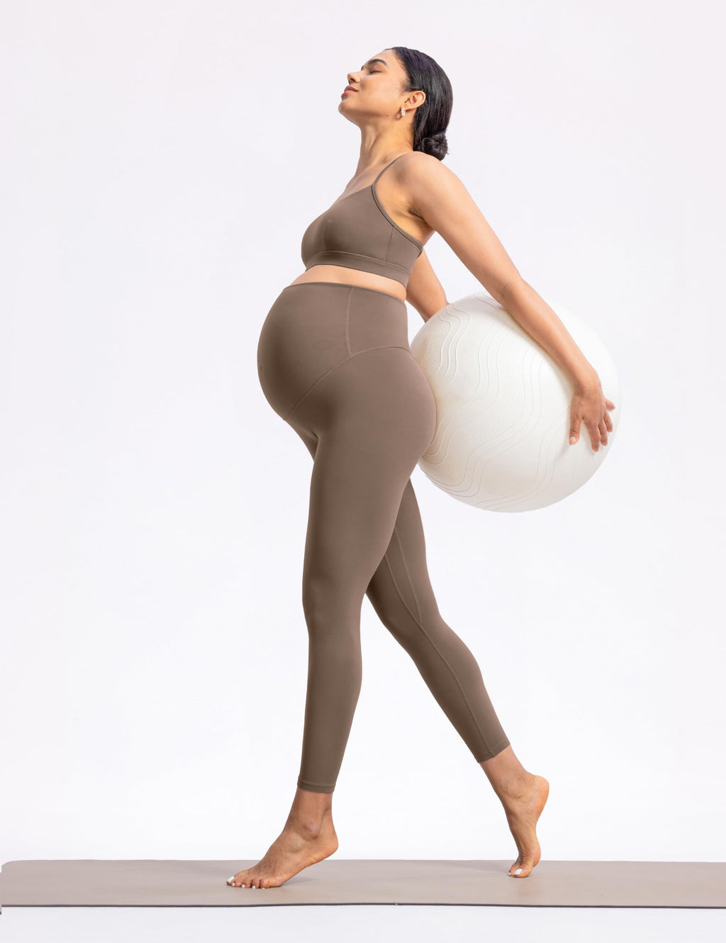 POSHDIVAH Creamluxe Maternity Leggings 25" Coffee X-Large