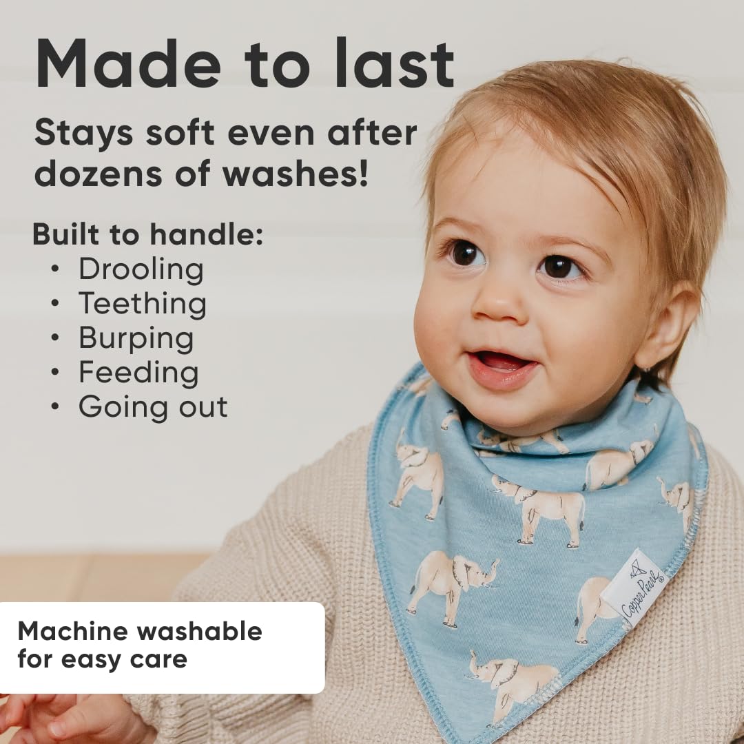 Copper Pearl Baby Bibs for Baby Boy or Girl – Bandana Drool Bibs for Teething, Absorbent Bibs for Eating, Newborn to Toddler, 4 Pack, Peanut