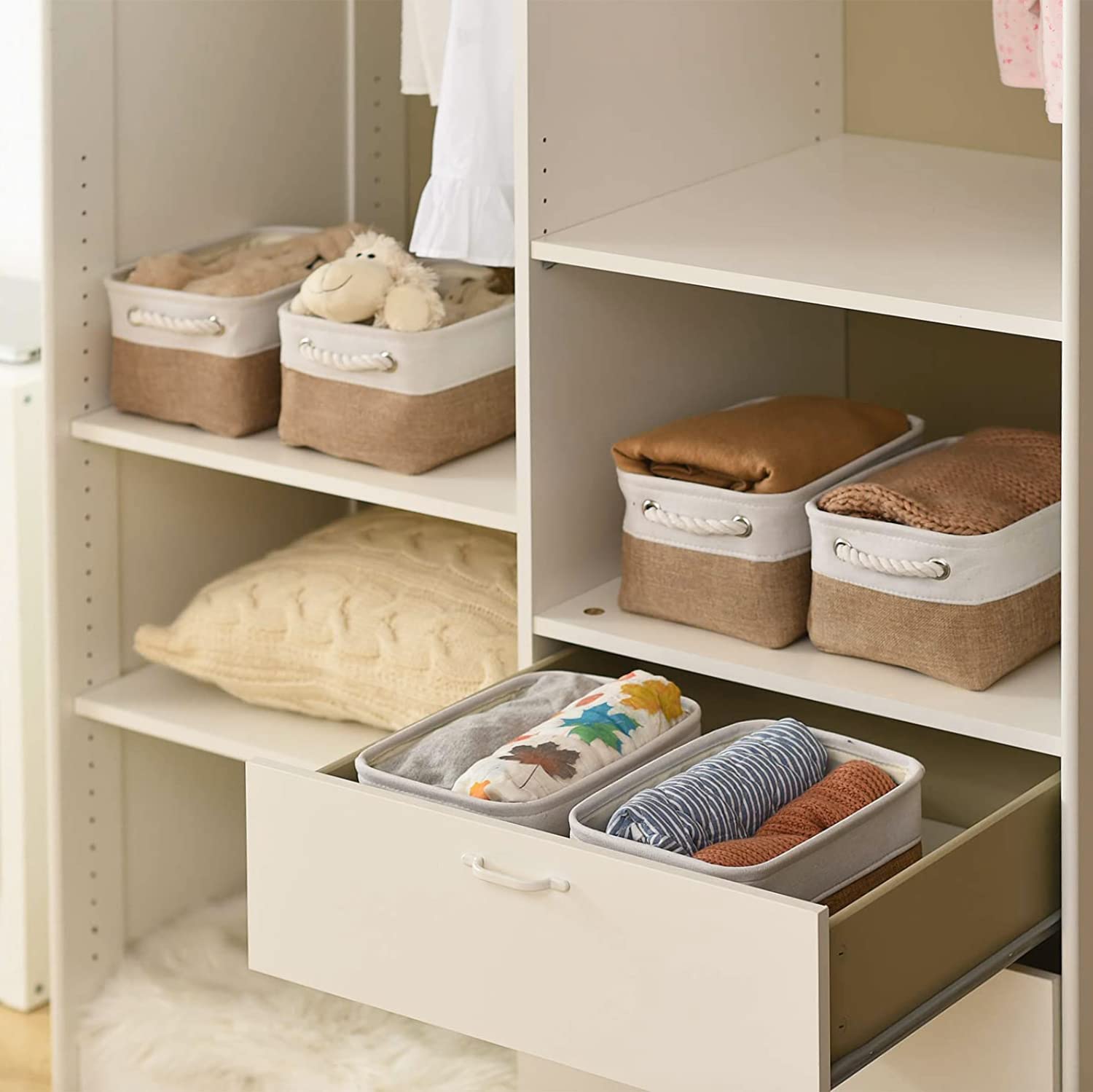 Sacyic Small Baskets for Organizing, [6 PCS] Collapsible Storage Baskets for Shelves, Storage Bins Boxes Cubes for Clothes Books