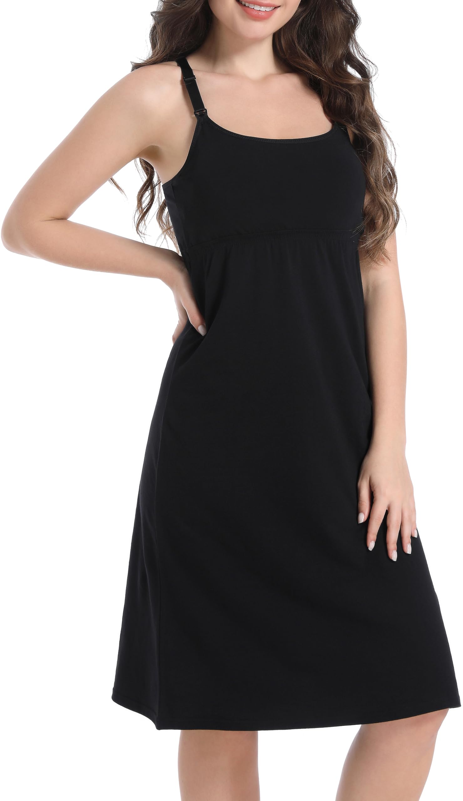 SUIEK 3-Pack Maternity Nursing Nightgown Cotton Breastfeeding Dress Pregnancy Tank Tops Sleepwear (Large)