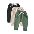 Sejardin Toddler Baby Boy Girl Pants 3 Pack Solid Color Elastic Waist Jogger Sweatpants Newborn Infant Casual Bottoms (Green Apricot Black, 18-24 Months)