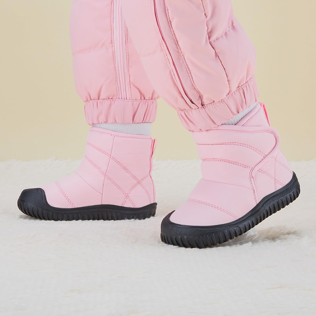 BMCiTYBM Toddler Baby Snow Boots Winter Shoes Boys Girls Cold Weather Baby Faux Fur Shoes Pink Size 8