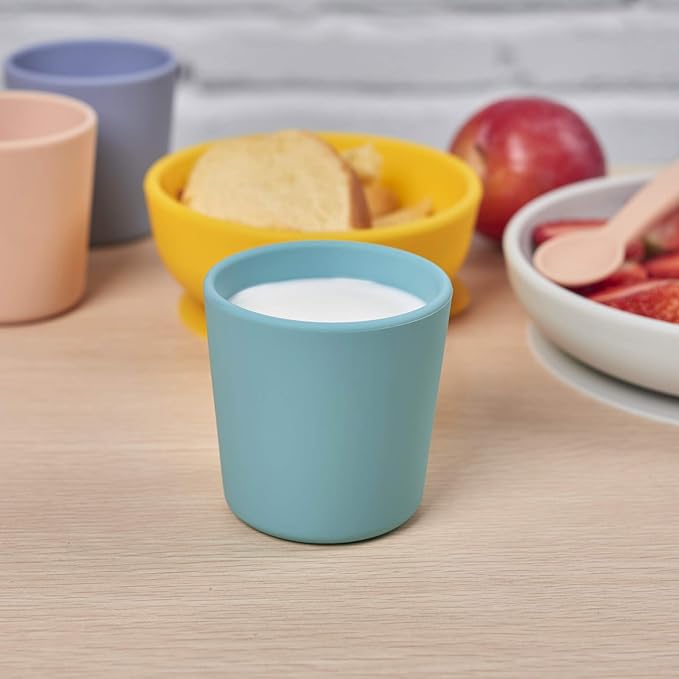 Silicone Toddler Cup 5 oz, First Open Cup for Toddlers 1-3 years old, Unbreakable, Non-Smell, Anti-Slip, Dishwasher Safe (Orange)