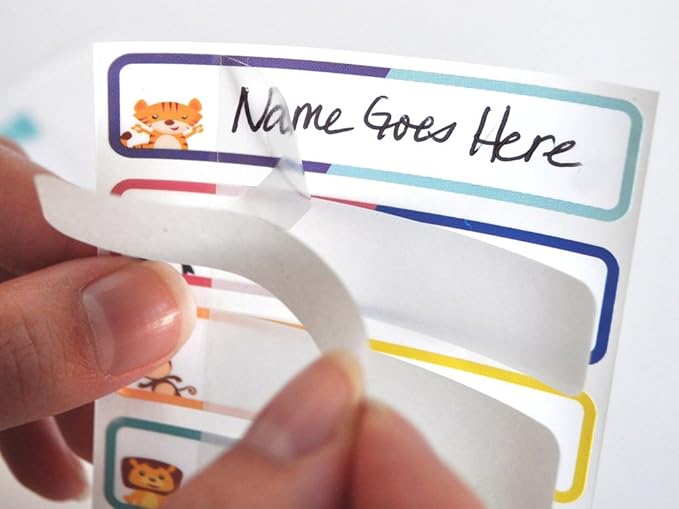 Bottle Labels, Write-On, Self-Laminating, Waterproof Kids Name Labels for Baby Bottles, Sippy Cup for Daycare School, Dishwasher Safe (Animal Friends), Made in The USA