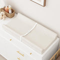 Wipeable Baby Changing Pad for Dresser and Table, Cozy Diaper Changing Pad with Waterproof & Wipe-Clean Leather Cover, Off-White