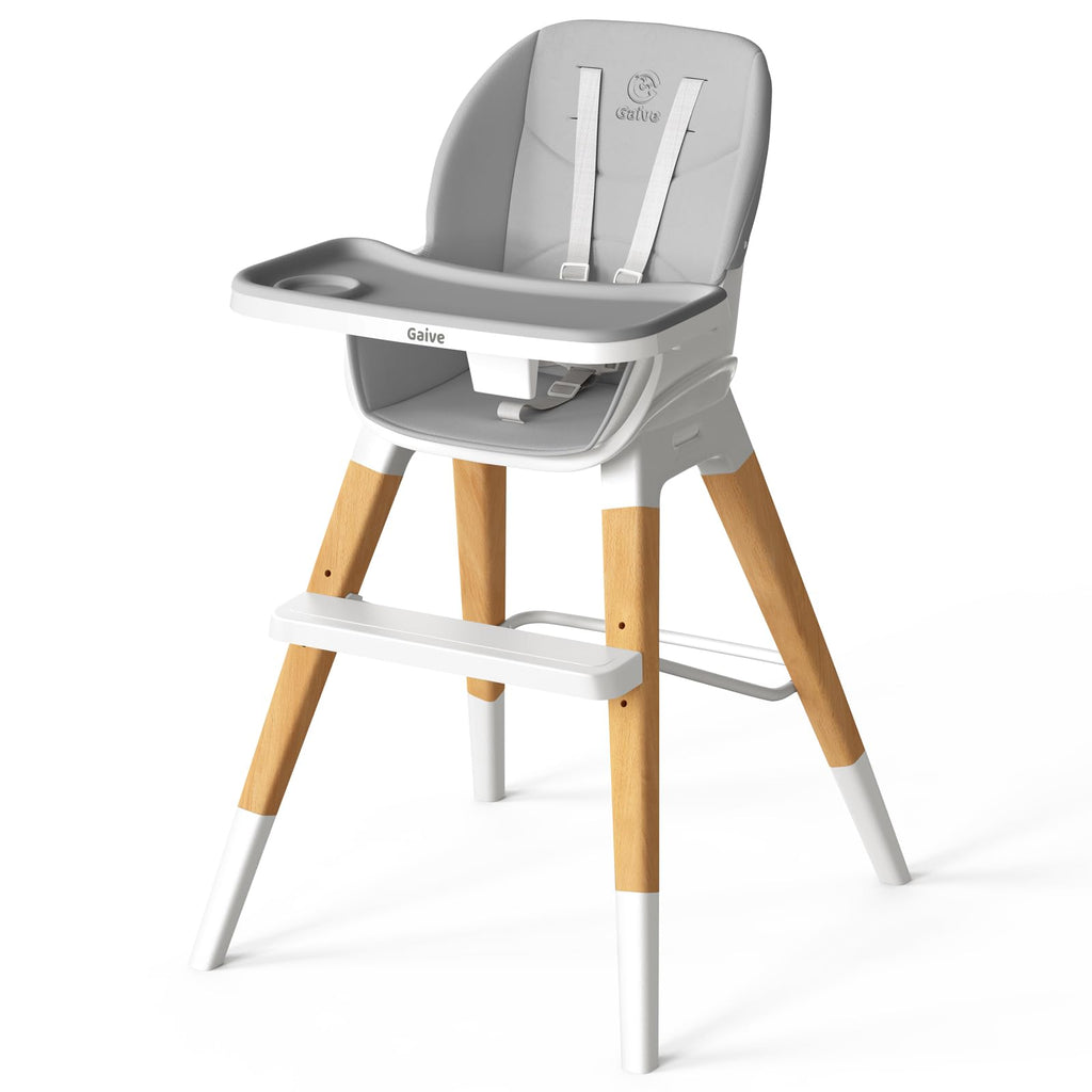GAIVE 8 in 1 Convertible Wooden High Chair, Adjustable Baby High Chair for Babies and Toddlers with Tray, Easy to Clean, Grow with Family|Booster|Learning Table|High Stool