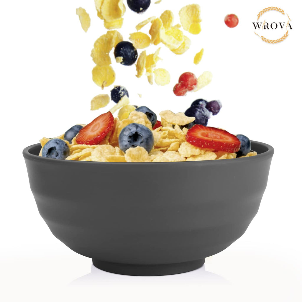 Wheat Straw Bowls Set 60 OZ Unbreakable Large Cereal Bowls Set of 6 Microwave and Dishwasher Safe Bowls Big Bowls for Apartment and Dorm BPA Free Soup Bowl for Serving Oatmeal and Salad (Deep Gray)
