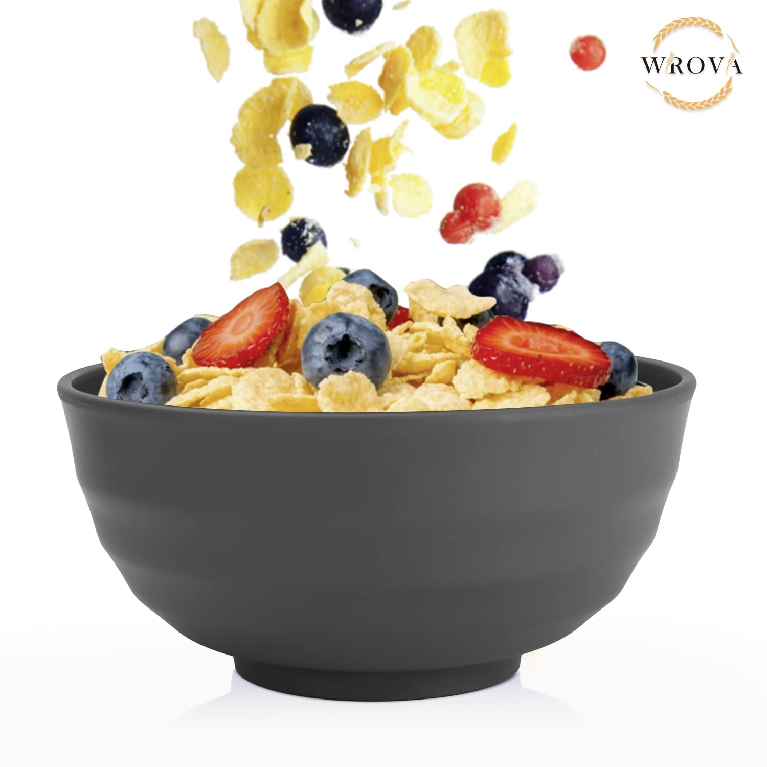 Wheat Straw Bowls Set 60 OZ Unbreakable Large Cereal Bowls Set of 6 Microwave and Dishwasher Safe Bowls Big Bowls for Apartment and Dorm BPA Free Soup Bowl for Serving Oatmeal and Salad (Deep Gray)