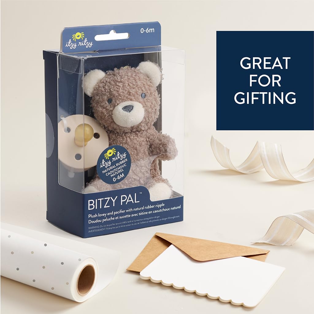 Itzy Ritzy Pacifier & Lovey Set - Natural Rubber Pacifier with Plush Bear