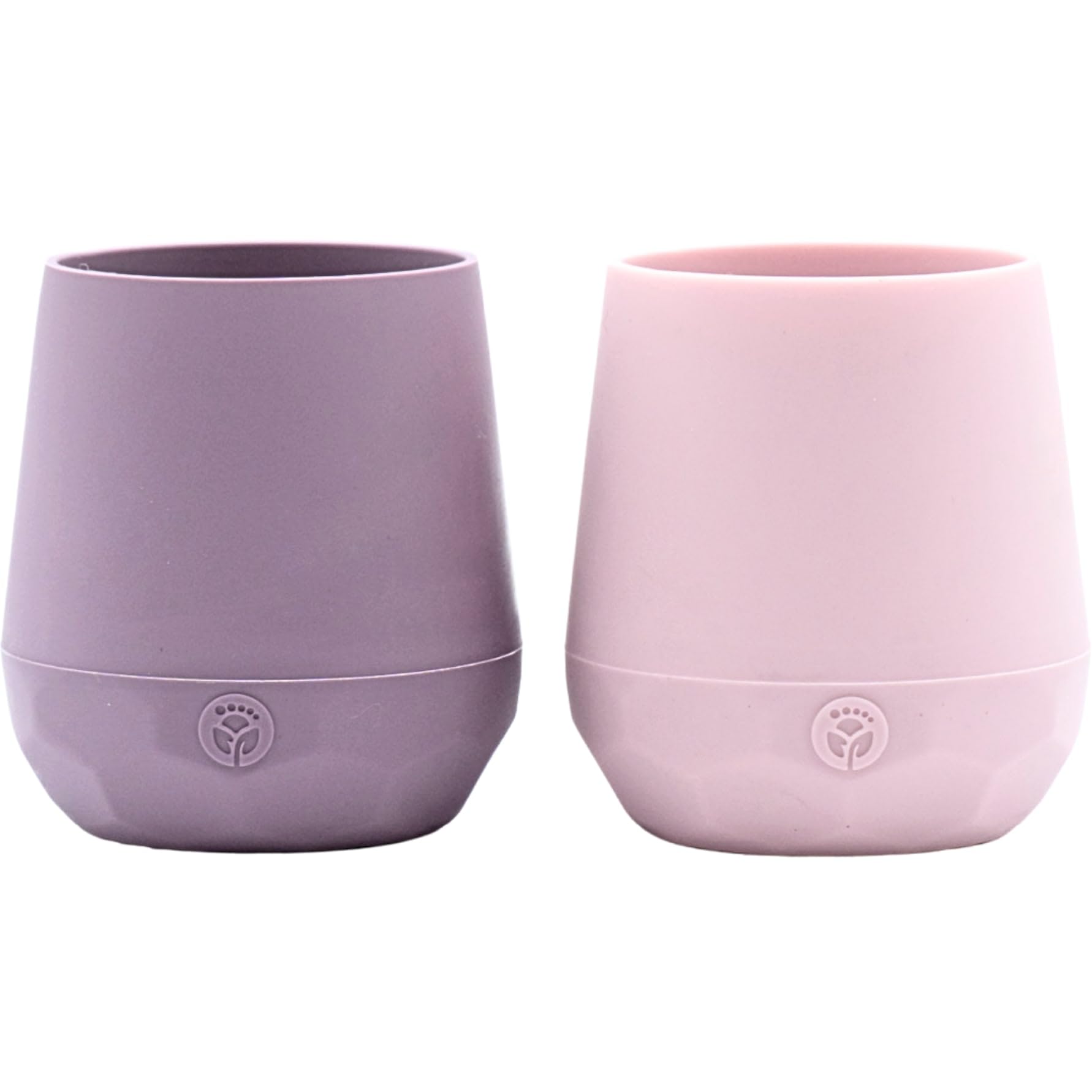 WeeSprout Silicone Baby Training Cups - Set of 2 Soft Silicone Cups - 2 oz Open Cup for Baby 6+ Months - Non-Slip Grip, Weighted Base - Gentle on Gums & Teeth (Matte Pink & Matte Purple)