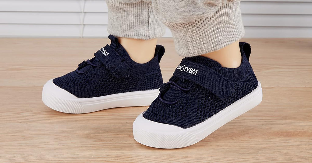 BMCiTYBM Toddler Walking Shoes Baby Boy Girl Barefoot Sneakers Navy Size 9