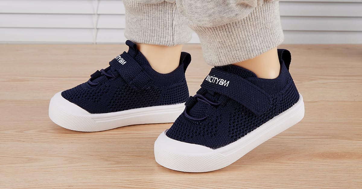 BMCiTYBM Toddler Walking Shoes Baby Boy Girl Barefoot Sneakers Navy Size 9