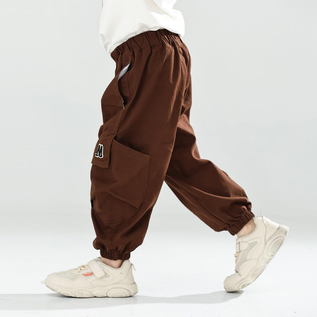 MINI PANDA Toddler Pants Boys& Girls, Relaxed Stretch Twill Toddler Casual Pants Coffee