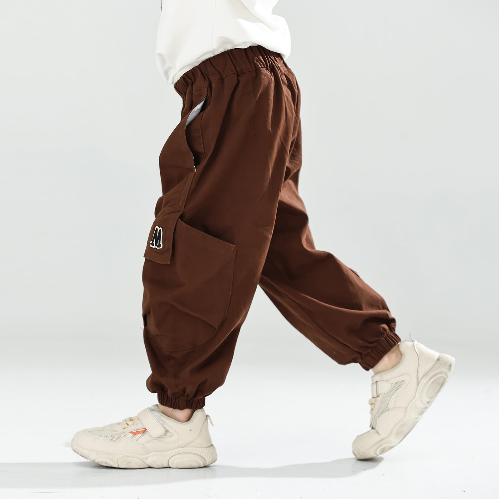 MINI PANDA Toddler Pants Boys& Girls, Relaxed Stretch Twill Toddler Casual Pants Coffee