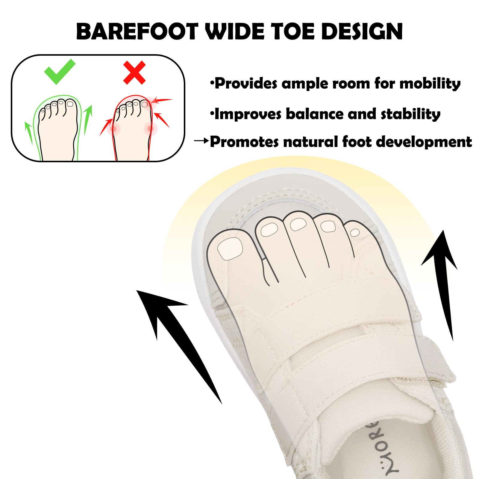 MORENDL Toddler Shoes Baby Wide Toe Box Barefoot Shoes Boy Girl Walking Shoes Non-Slip Minimalist Sneakers Comfort Zero Drop Tennis Outdoor Activities Khaki 12-15 Months