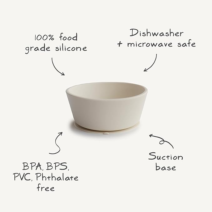 mushie Silicone Suction Bowl | BPA-Free Non-Slip Design (Dried Thyme)