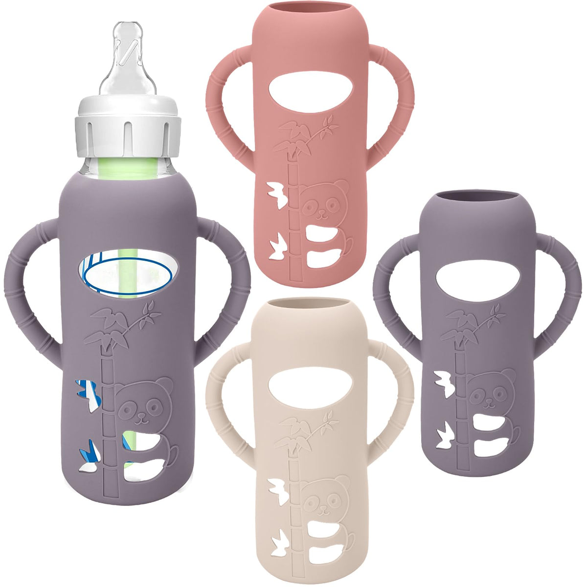 BUSOHA 3 Pack Silicone Sleeves for Dr Brown Glass Narrow Baby Bottle