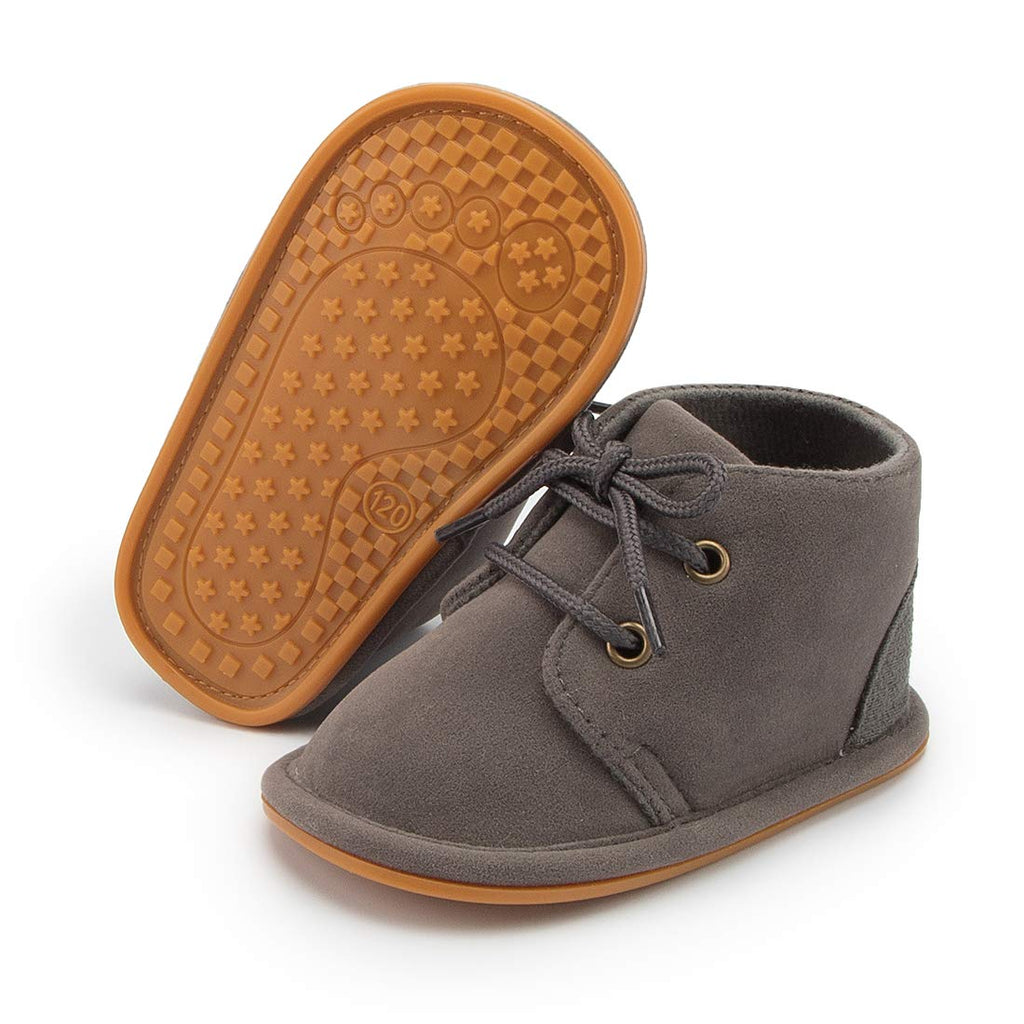 Zoolar Baby Unisex Warm Snow Boots Newborn Leather Fur Lace Up Ankle Anti-Slip Rubber Texture Sole Toddler Prewalker Winter Crib Shoes