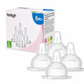 YOHKOH Baby Bottle Nipples for Wide Neck Bottles, 100% Natural Feel Silicone Nipples, BPA-Free (6m+, L, 4 Counts)