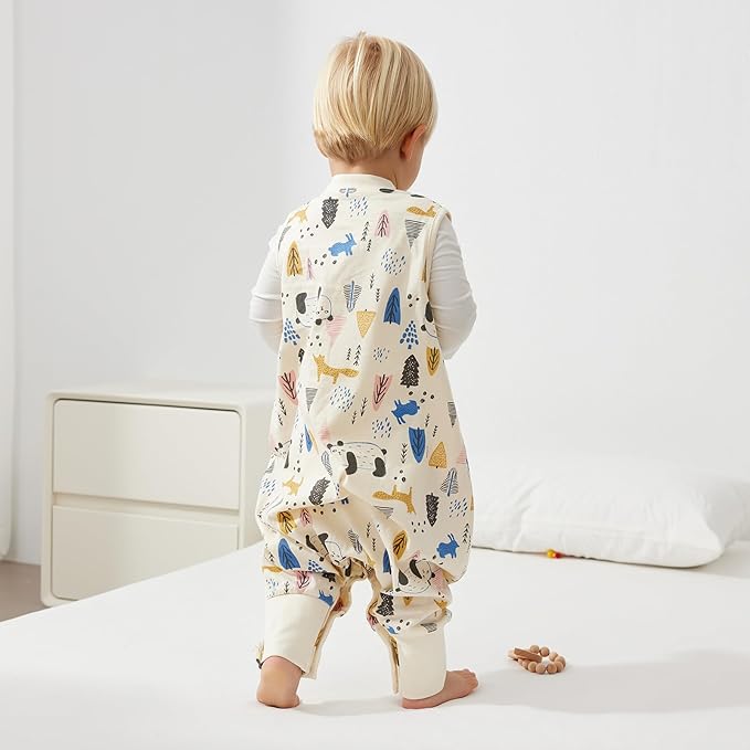 Duomiaomiao 0.5 TOG Toddler Sleep Sack 36-48 Months 100% Cotton Lightweight Baby Sleep Sack with Feet, Breathable Comfy Toddler Wearable Blanket