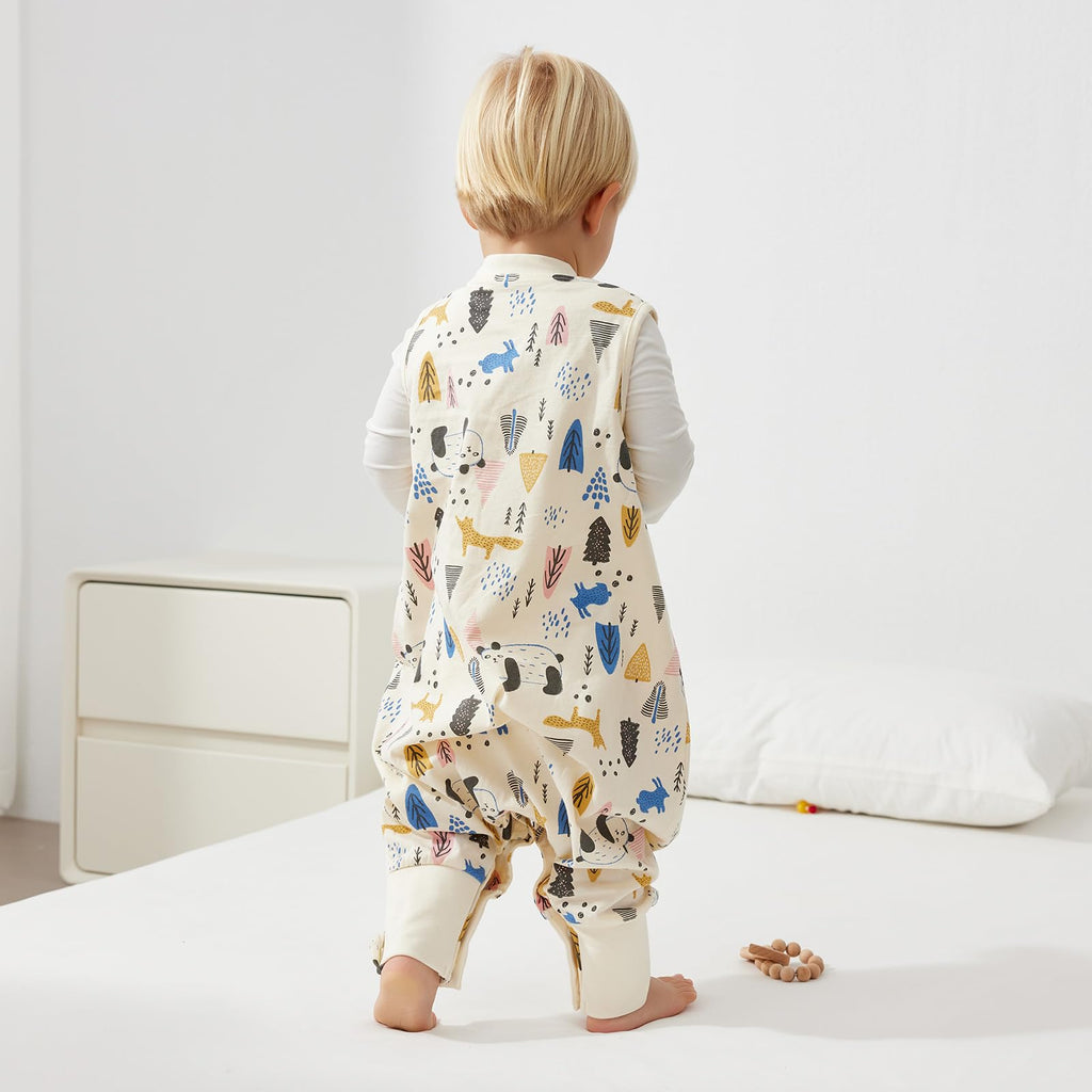 Duomiaomiao 0.5 TOG Toddler Sleep Bag 36-48 Months 100% Cotton Lightweight Baby Sleep Sack with Feet, Breathable Comfy Toddler Wearable Blanket