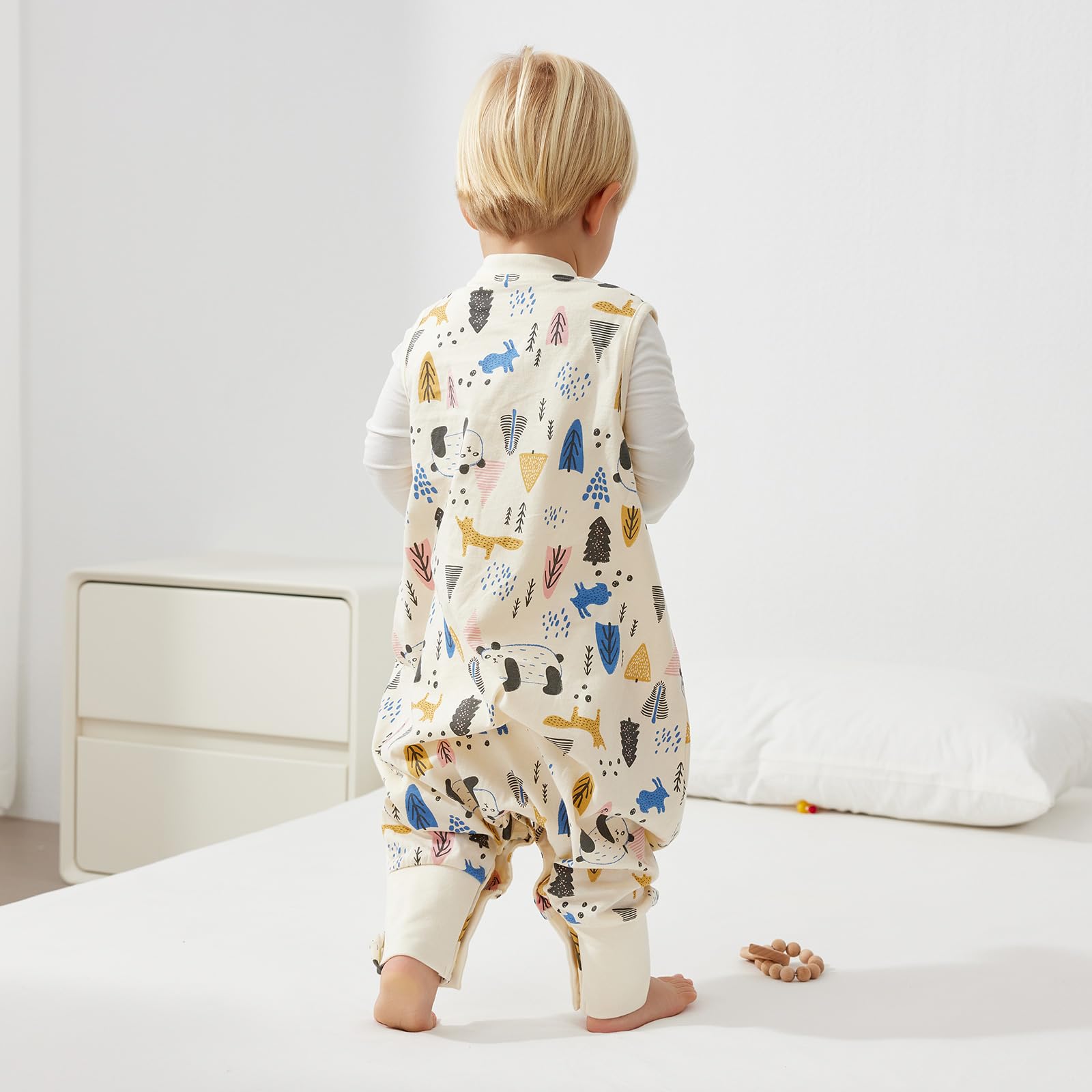 Duomiaomiao 0.5 TOG Toddler Sleep Bag 36-48 Months 100% Cotton Lightweight Baby Sleep Sack with Feet, Breathable Comfy Toddler Wearable Blanket