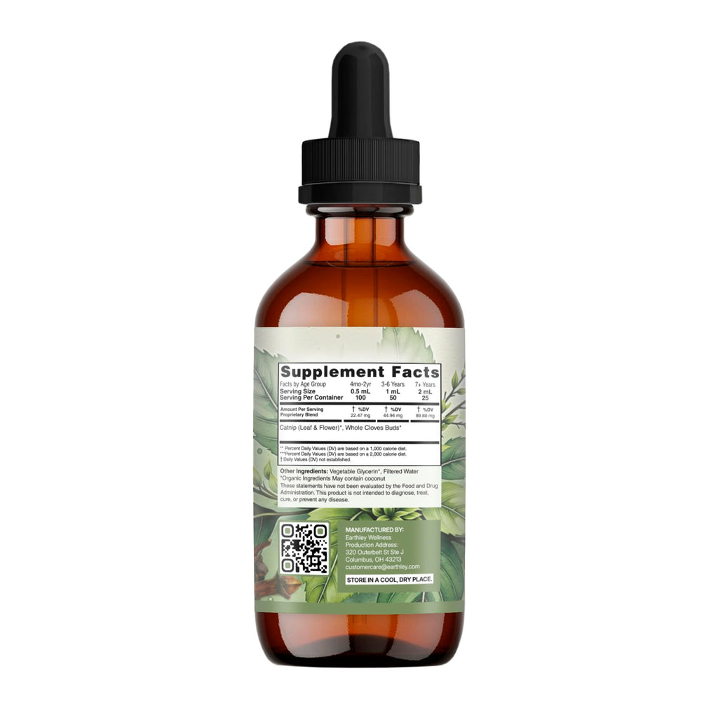 Earthley Wellness Teeth Tamer, Teething Relief for Babies & Kids, Organic Herbal Formula, 3 Month Supply (1.69 oz Glass,1,000 Drops)