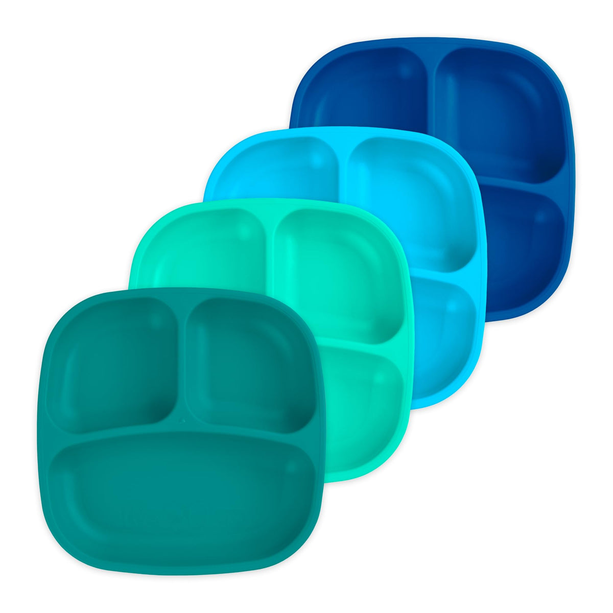 Re-Play Divided Toddler Plates Set of 4 - Deep-Walled 3 Compartment Kids Plates for Picky Eaters - Dishwasher & Microwave Safe - BPA-Free - Made in USA, Princess