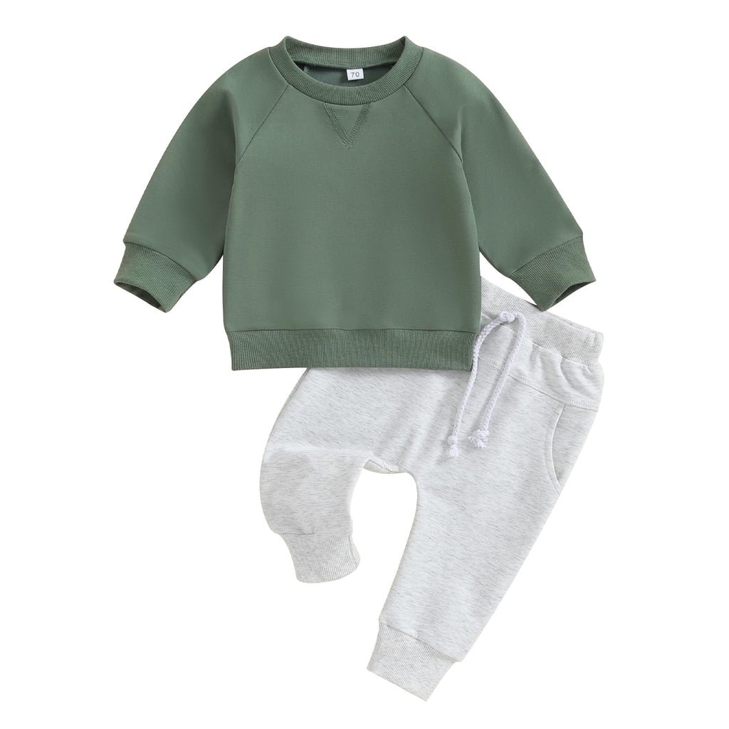 MA&BABY Toddler Baby Boy Clothes Solid Color Sweatshirt Jogger Pants Set
