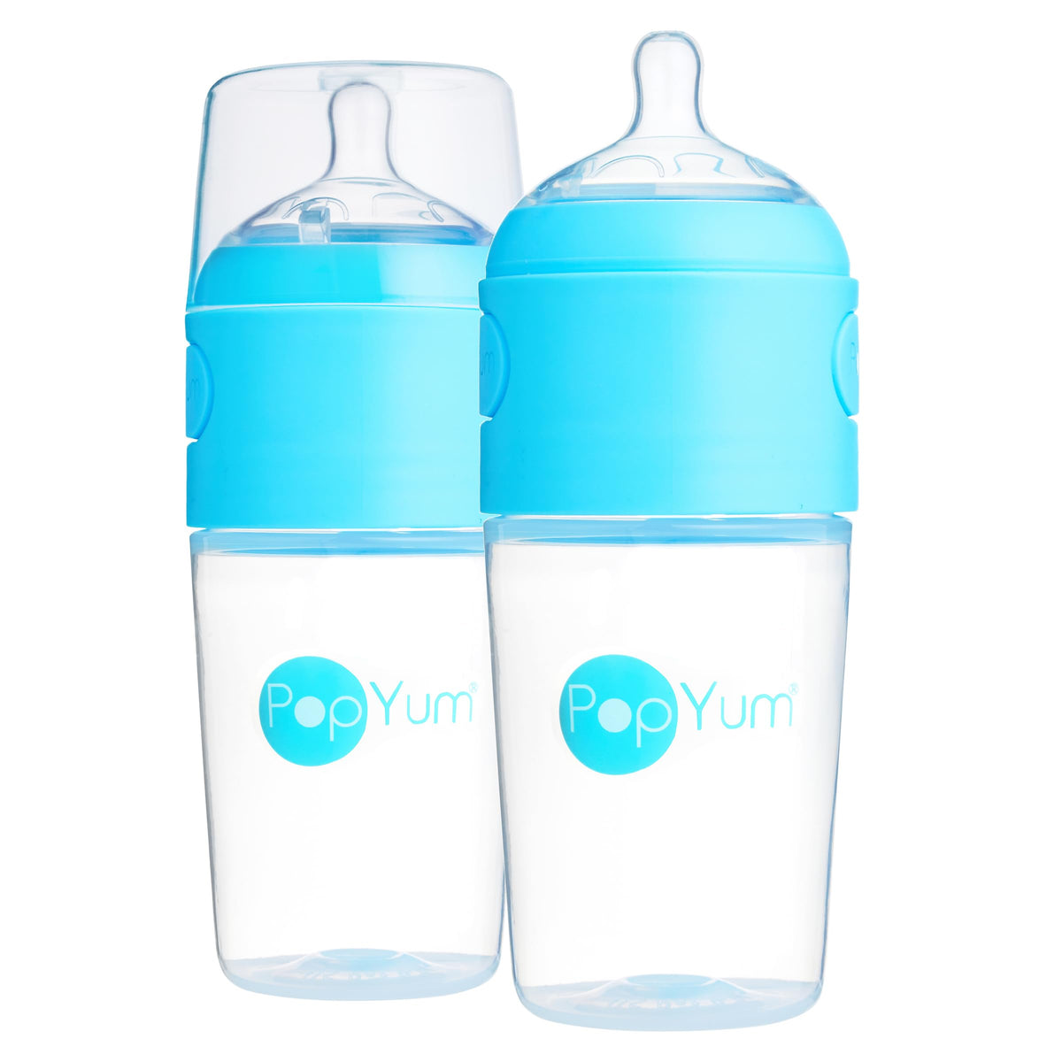 PopYum 5 oz Blue Anti-Colic Formula Making Baby Bottles, 3-Pack