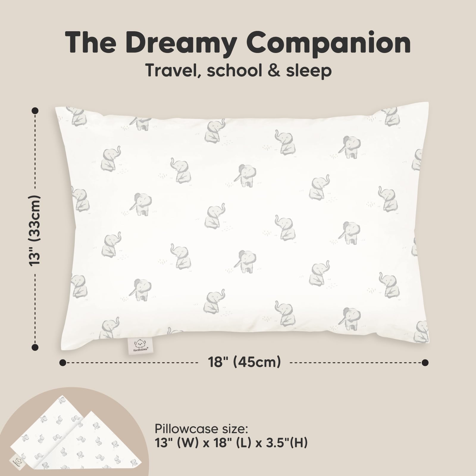 Toddler Pillow with Pillowcase, 13x18 My Little Dreamy Pillow (Elly)
