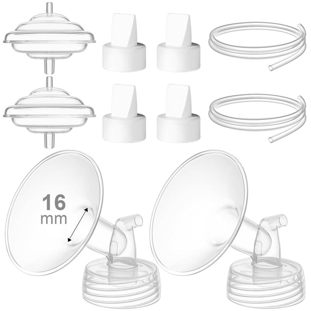 Gotocut Breast Pump Accessories Kit - 16mm Flange Set Compatible with Spectra S1/S2/Motif Luna, Includes Valves, Tubing & Backflow Protectors