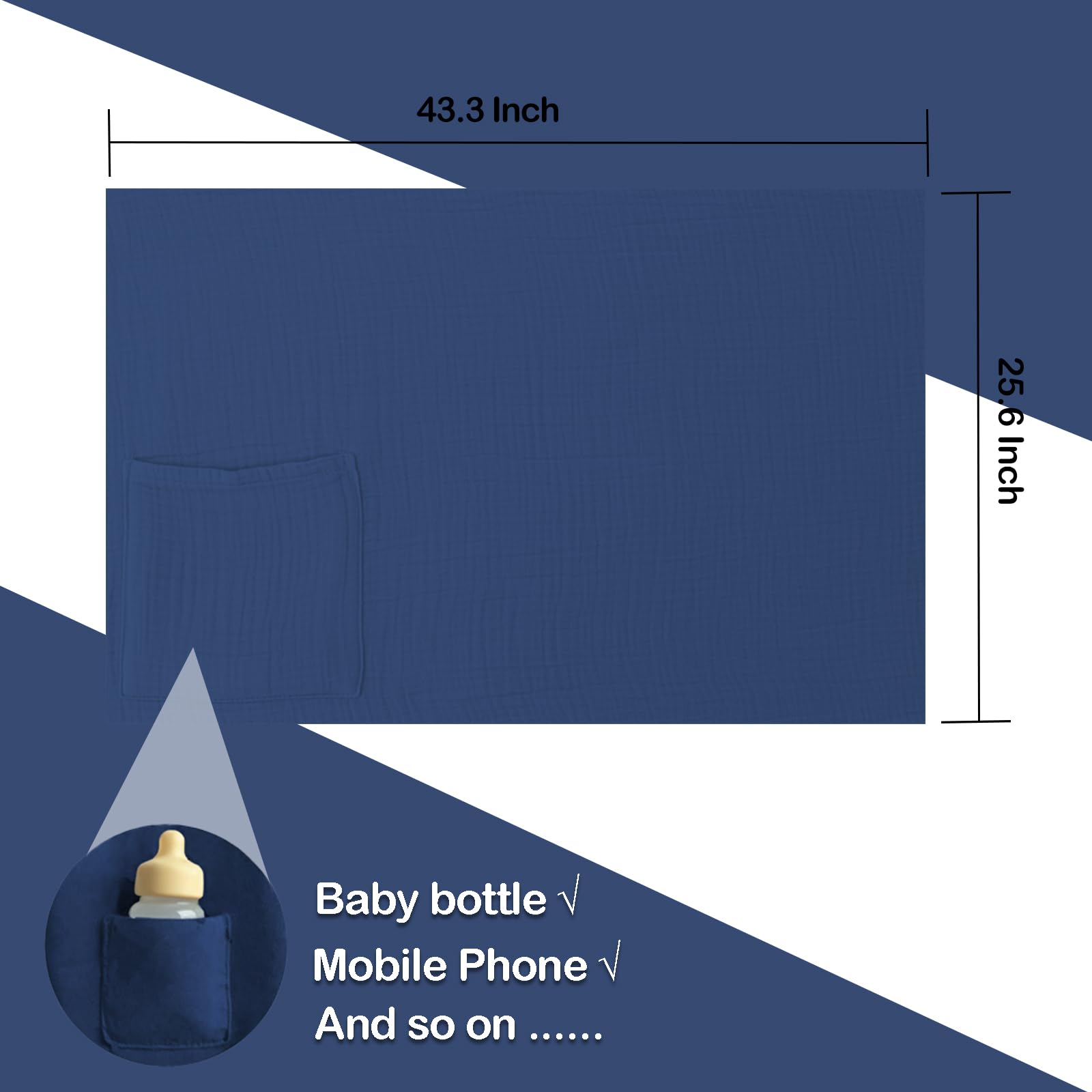 MUGVELL Muslin Nursing Covers for Breastfeeding, Navy Blue