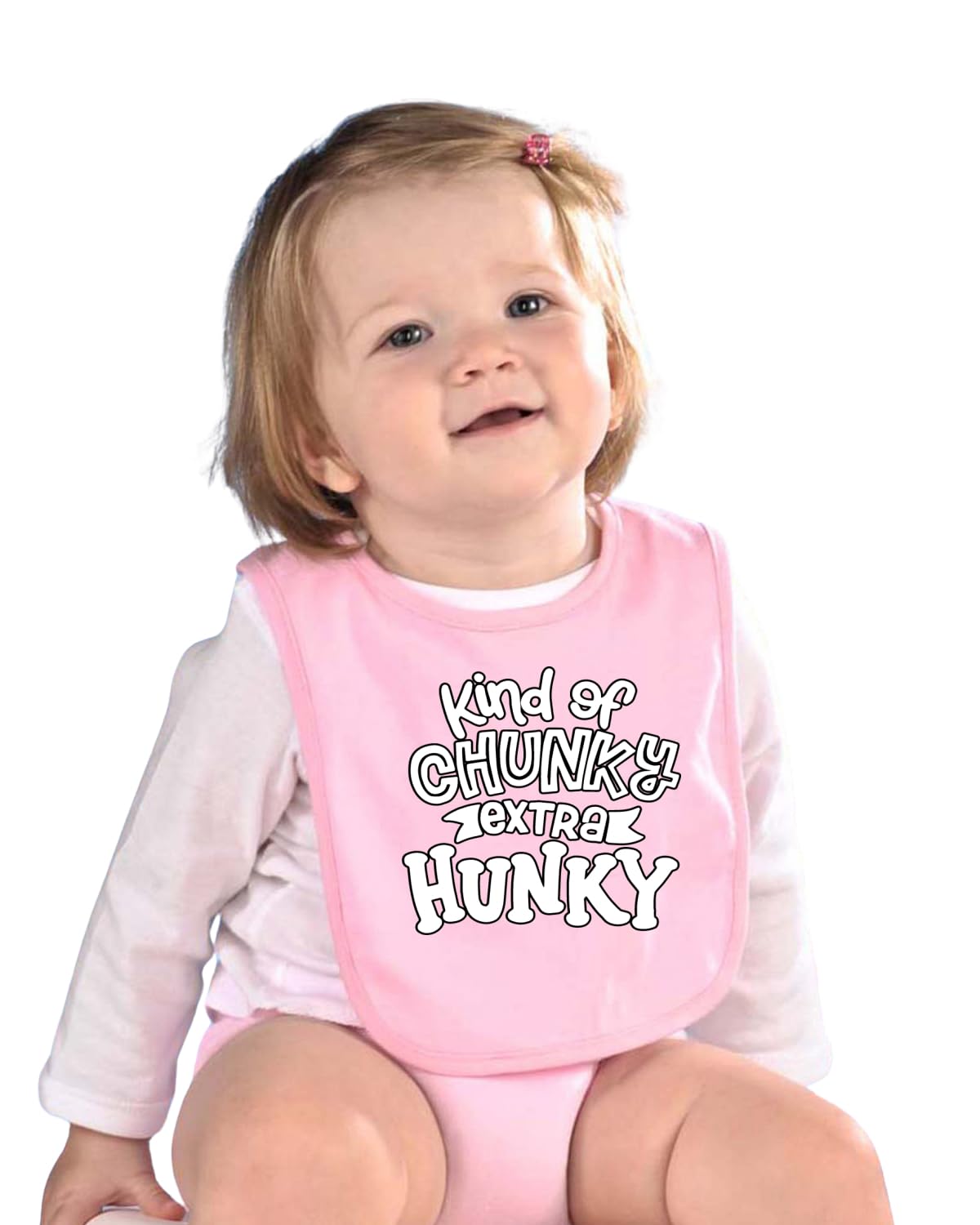 Wild Bobby Kind of Chunky Extra Hunky Humor Infant Premium Jersey Baby Bib for Girls Boys, Light Pink, One Size
