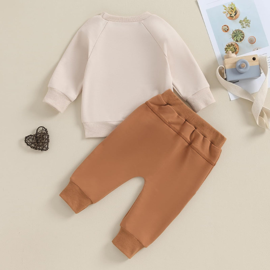 MA&BABY Toddler Baby Boy Clothes Solid Color Sweatshirt Jogger Pants Set