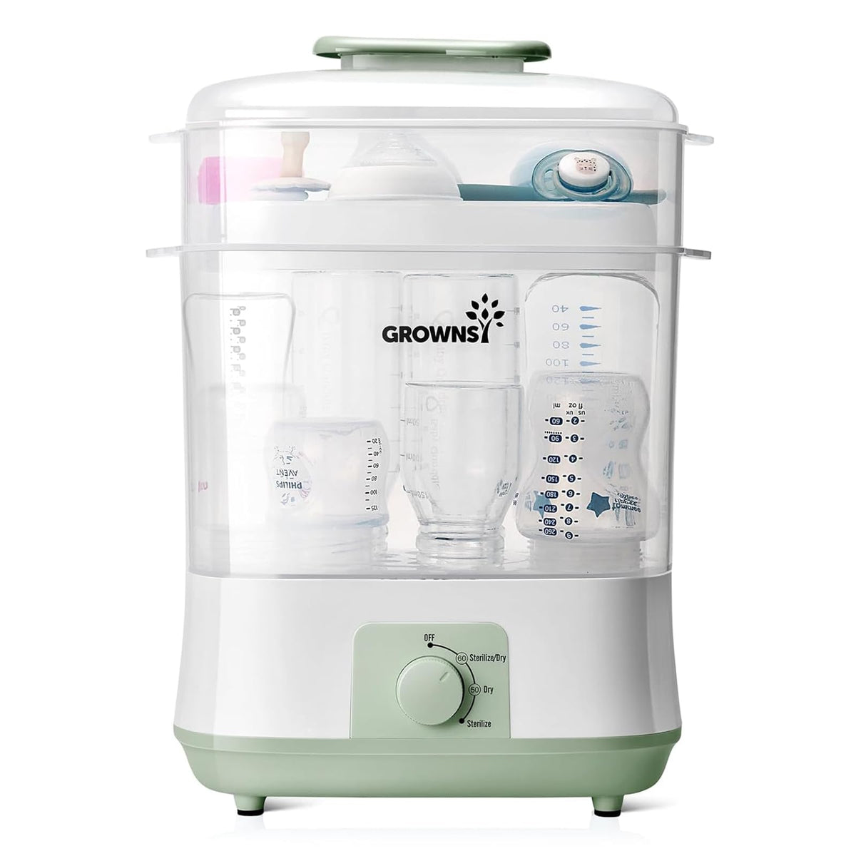 Grownsy 4-in-1 Large Capacity Baby Bottle Sterilizer and Dryer, Blue